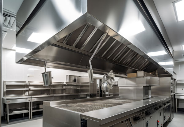 commercial ventilation hoods over cooking area